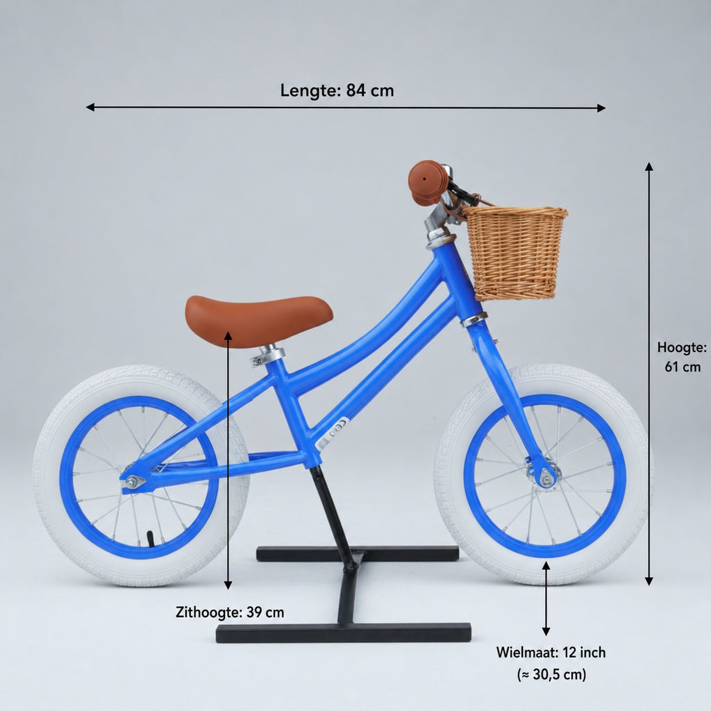 Royo loopfiets blauw mandje maten meisjes fiets loopfiets 2 jaar