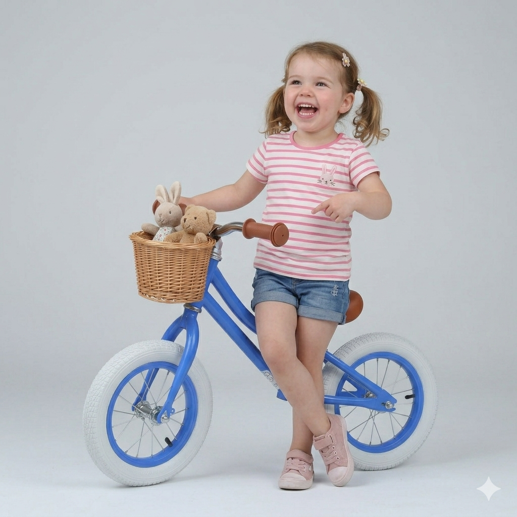 Royo loopfiets, loopfietsen, loopfiets 2 jaar loopfiets 3 jaar loopfiets blauw meisjes mandje