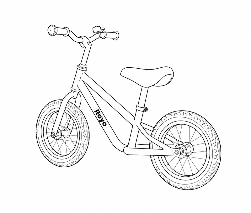 tekening royo loopfets, loopfiets, balance bike, loopfiets 2 jaar